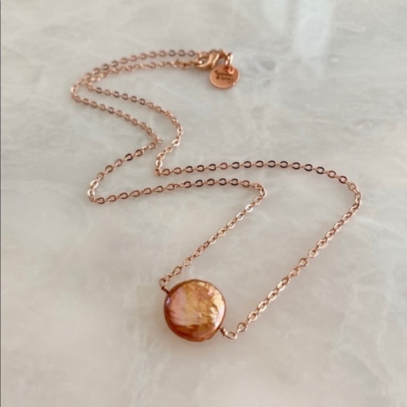 Estrella & Luna Jewelry - 22K Rose Gold Pink Baroque Pearl Necklace